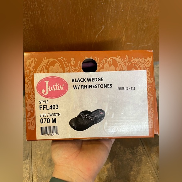 Justin Cowhide Rhinestone Flip Flops - Picture 5 of 7